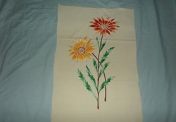 Hand-embroidered floral tablecloth, wall picture