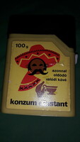 Régi 1970-s évek KONZUM INSTANT - plasztik kávé doboz 100 g - ZAMAT KÁVÉ KEKSZGYÁR a képek szerint 1