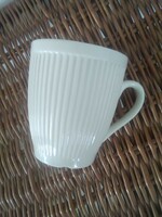 Porcelain cup - ribbed textured surface / raw white