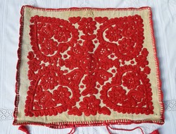 Antique ethnographic needlework embroidery Transylvanian written decorative pillow decoration 50 x 41 cm damaged!