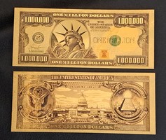 24 karátos aranyozott 1 millió dollár bankjegy, replika