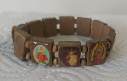Wooden bracelet with 11 religious images