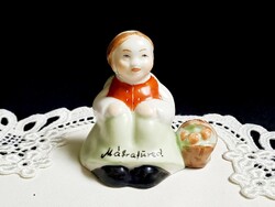 An extremely rare aquincum porcelain girl with a basket of apples bathes in a mátra bath