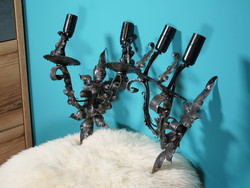 Wrought iron two-pronged wall arm pair