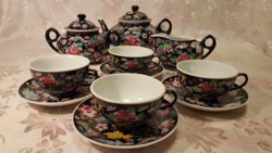 1 Ft-ról! 4 személyes csodaszép Kínai, kézzel festett porcelán teáskészlet