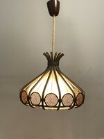 Retro chandelier lamp decorated with bent wood burr fabric