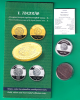 2023 – András I commemorative coin with pair - 15,000 ft silver certificate and 3,000 ft non-ferrous metal brochure