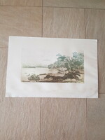 Danube Bend - Tuka László Colored Etching (41.5-22.5 Cm) 1.