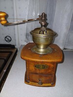 Antique marked wood grinder, Art Deco style grinder.