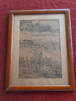 Etching of a hunting scene