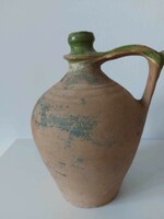 Antique large old ceramic folk jug
