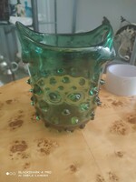 Zöld üveg bütykös palacktarto/ jegtarto