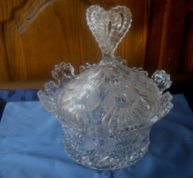 Large crystal bonbonier with crown lid