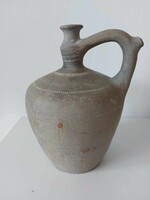 Antique large Mohács black folk ceramic pitcher jug stone jug mid 1800s