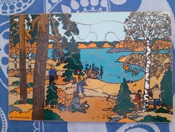 Esselte studium - Lennardt Eng - retro Swedish landscape graphic wooden frame vintage puzzle