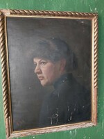 HUF 1 auction! László Demjén 1889, female portrait. 41 cm by 53 cm