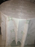 Beautiful festive hand-embroidered damask tablecloth