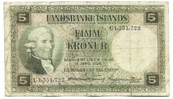 5 krónur 1928 april 15 Izland zöld 1.