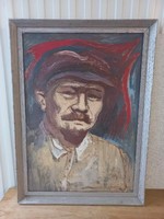 Retro or antique Hungarian painting. Lenin.