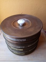 3 Pcs. Old copper laboratory sieve with porcelain button lid.