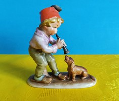 Bertram w&a flute playing boy with dog porcelain