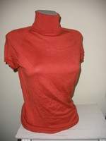 Silk - cashmere thin knitted sweater, orange red