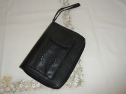Retro, old black artificial leather men's car bag