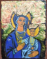 Virgin Mary with Baby Jesus - fire enamel image