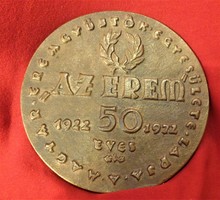 Óriás bronz emlékérem: Az Érem 1922-1972 / 8 cm, 18 dkg/