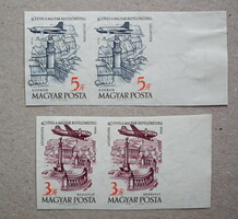 1958. 40 Years of the Hungarian Airline Stamp Series - cut, in pairs, curved edge **
