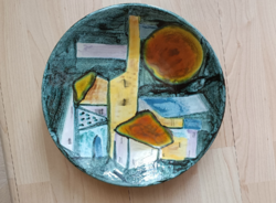 Retro industrial artist company ceramic bowl based on the designs of Zsuzsa Györgyey