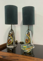 Pál Ilona, retro, kerámia asztali lámpa pár