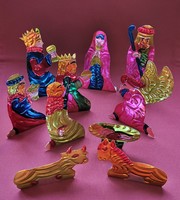 Ritka betlehemi karácsonyi ünnepi fém dekoráció három királyok figurák kisjézus jászol Mexikó