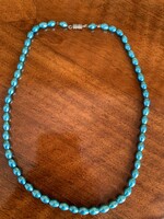Antik csodás színű türkizkék türkiz kék gyöngysor nyaklánc nyakék gyöngy lánc