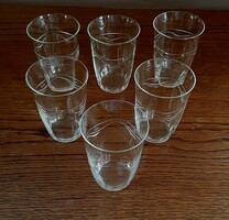 4954 - 6db régi vékony üveg pohár  (metszett)