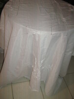 Beautiful hand and machine white embroidered white filigree light huge tablecloth