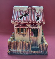 Karácsonyi porcelán különleges festésű mécsestartó házikó ház dekoráció mécses falu kellék