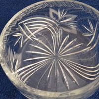 Crystal glass serving bowl, modern cut, heavy, thick-walled