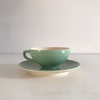 Turquoise porcelain cup + base