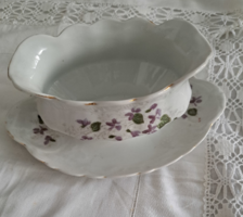 Antique porcelain violet sauce bowl, sauce tray