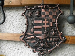 Nice large 30cm cast metal new heat resistant oven door ornament Hungarian coat of arms shield