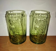 Coca cola light green glasses in a pair - 12 cm high