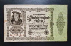 Németország, nagyalakú 50000 Márka 1922, VF+