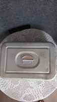 Retro aluminum ftm food box, 25 x 17 x 8 cm., worn due to use