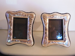 Photo holder - 2 pcs - silver-plated - 11 x 9 cm - embossed - velvet - English - like new