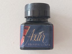 Régi Azúr töltőtolltinta tintásüveg címkés tintatartó palack