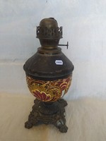 Antik majolika petróleum lámpa