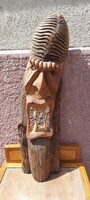 Faragott fa totem, erdei fej, 73 cm