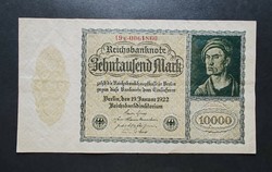 Németország, kisalakú 10000 Márka 1923, EF