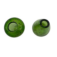 Zöld-arany kisméretű üveg váza pár - M1354